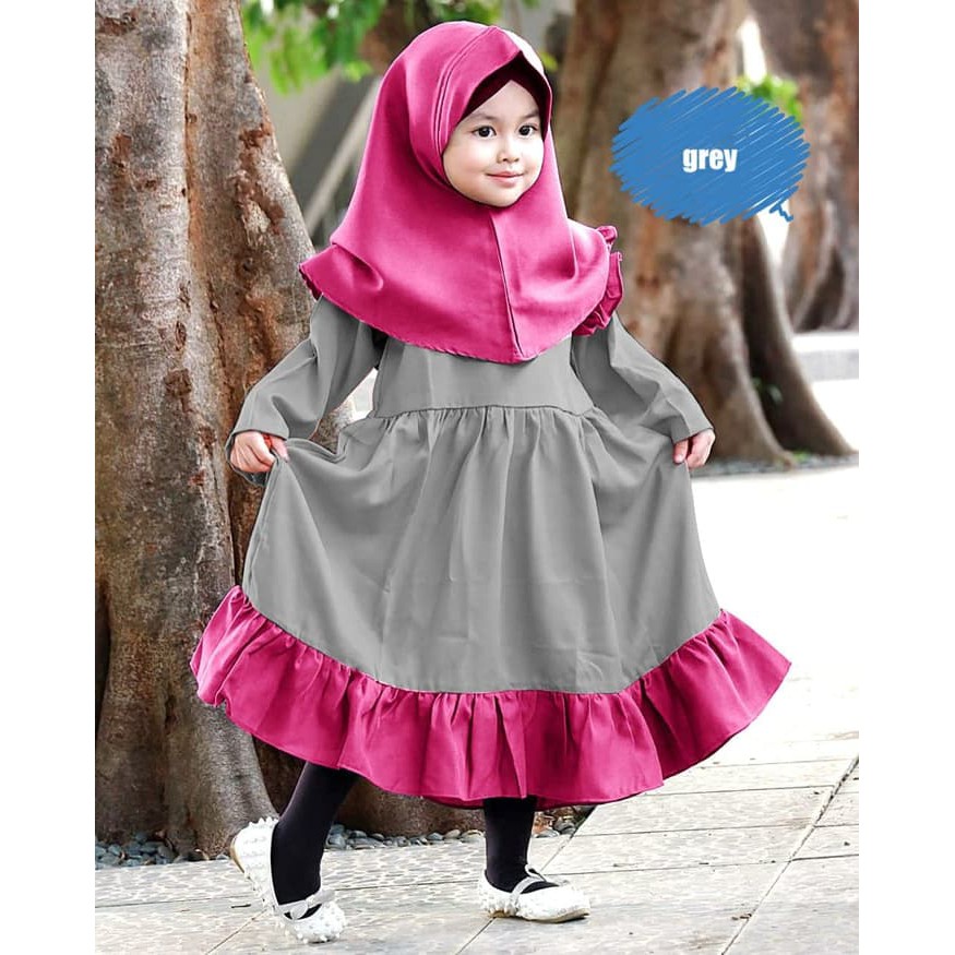 Pakaian Muslim Anak Perempuan Fashion Raisha Aqila Kids Baju