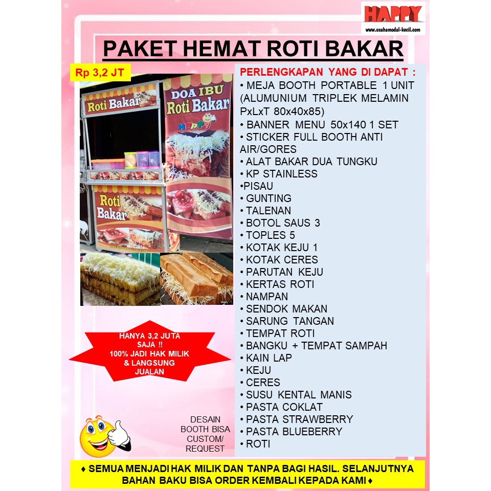Lgsg merapat ke alfamart depan terminal antapani. Paket Hemat Murah Ekonomis Usaha Franchise Makanan Roti Bakar Toast Bread Top Kekinian Gerobak Booth Shopee Indonesia