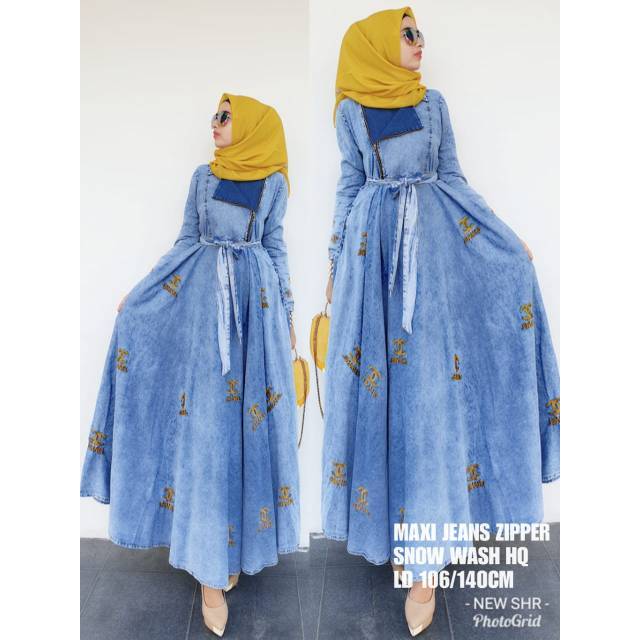 Ori 1jta Shr Maxi Dress Ziper New Shopee Indonesia