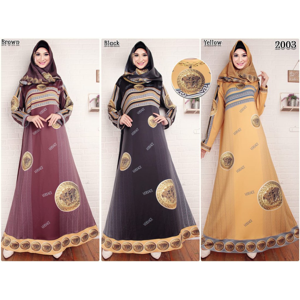 Gamis Syari Set Hijab Versace Maxi Scuba Import Shopee Indonesia