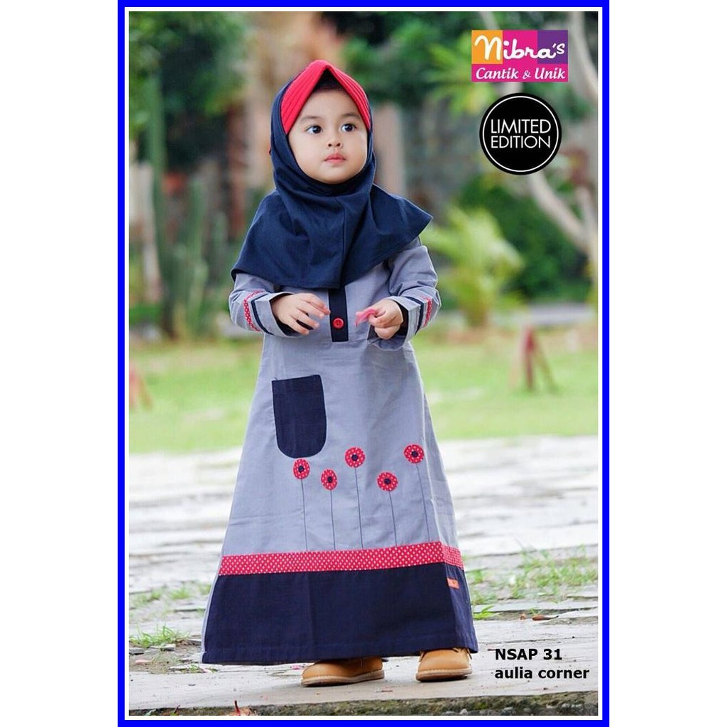 Gamis Anak Perempuan Nibras Nsap 31 Abu Baju Anak Perempuan