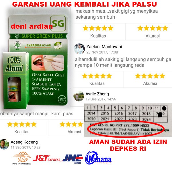 Bayar Di Tempat Obat Sakit Gigi Ampuh Super Green Plus Original