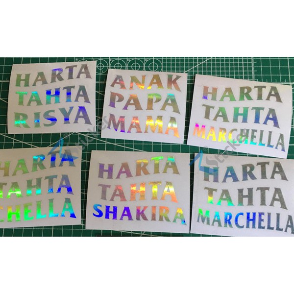 Sticker Harta Tahta Wanita Harta Tahta Dia Hologram Custom Nama Shopee Indonesia