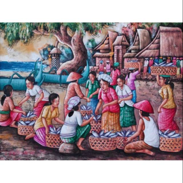 Jual Lukisan Pasar Ikan | Lukisan Tradisi | Lukisan Indah | Lukisan Antik | Lukisan Bali | Lukisan Bagus Indonesia|Shopee Indonesia 640_X_640_jpg
