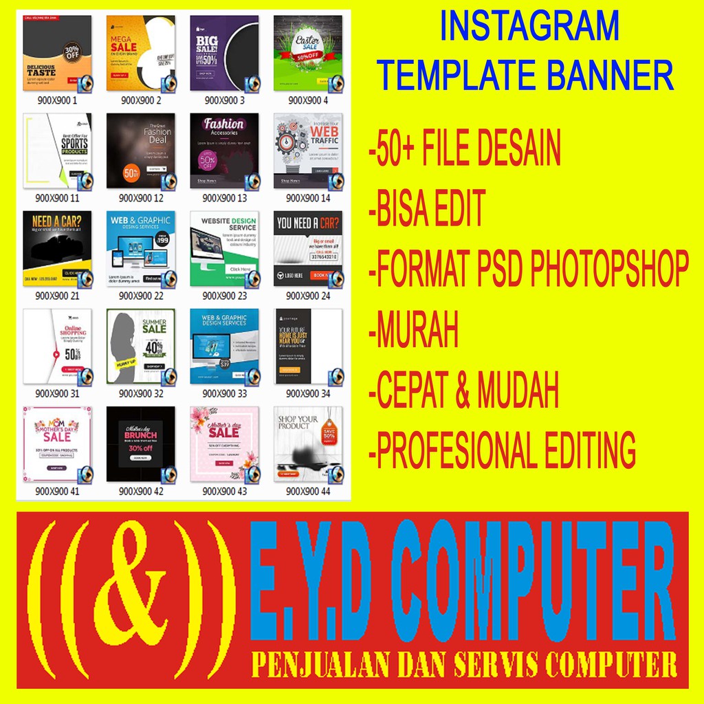 Desain 50 Template Instagram Banner Olshop Bisnis Edit Psd Photoshop Koleksi Design Grafis Usaha Shopee Indonesia