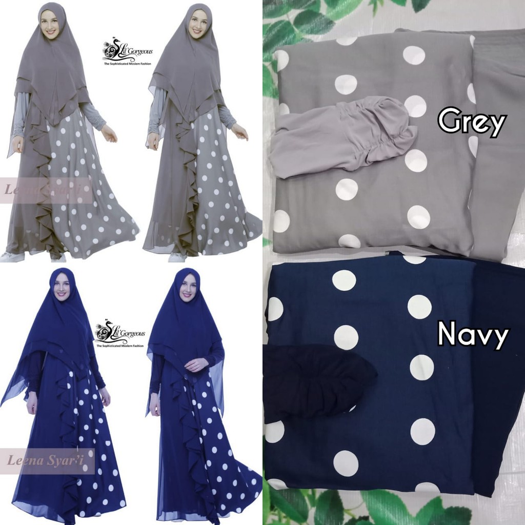 Gamis Polkadot Cerutty Leena By Lil Gorgeous Shopee Indonesia