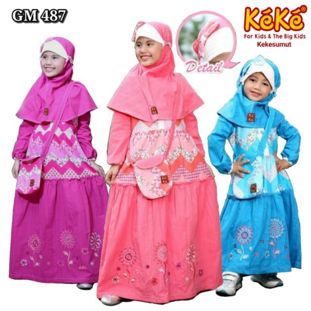 Kekesumut Gm 487 Baju Busana Muslim Gamis Anak Perempuan Katun