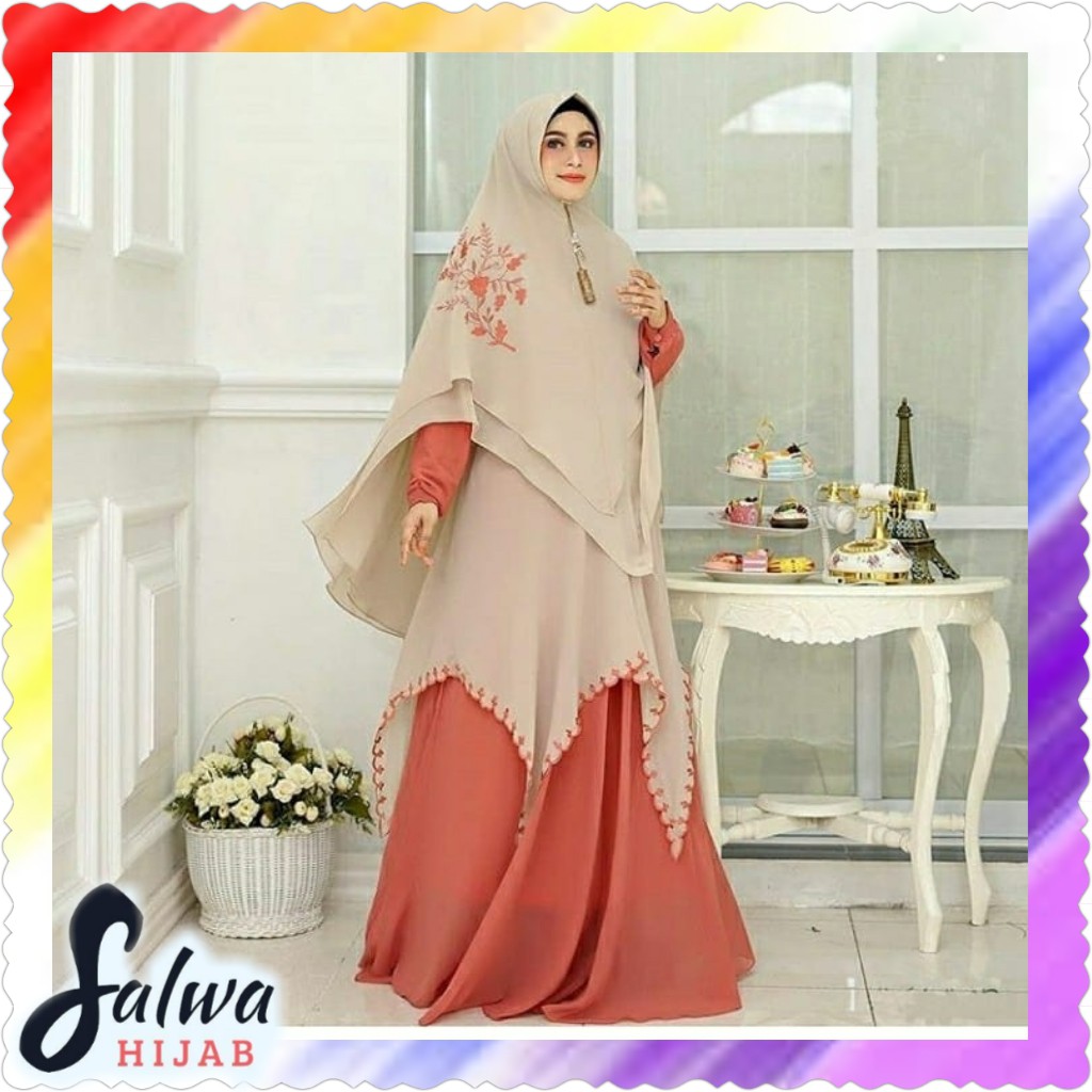 Lediza Syar I Original Realpict Gamis Ceruti Bordir Jahit Gamis