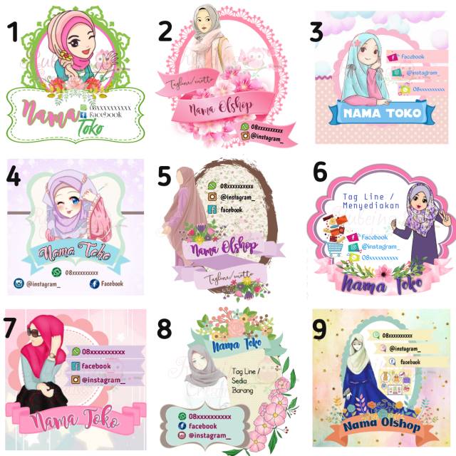 Gambar kartun olshop muslimah : Jual Logo Olshop Premade Hijab Series Shopee Indonesia