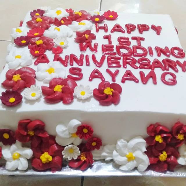 Promo belanja online kue anniversary pernikahan harga terbaik di lazada untuk. Kue Tart Anniversary Bentuk Kotak Shopee Indonesia