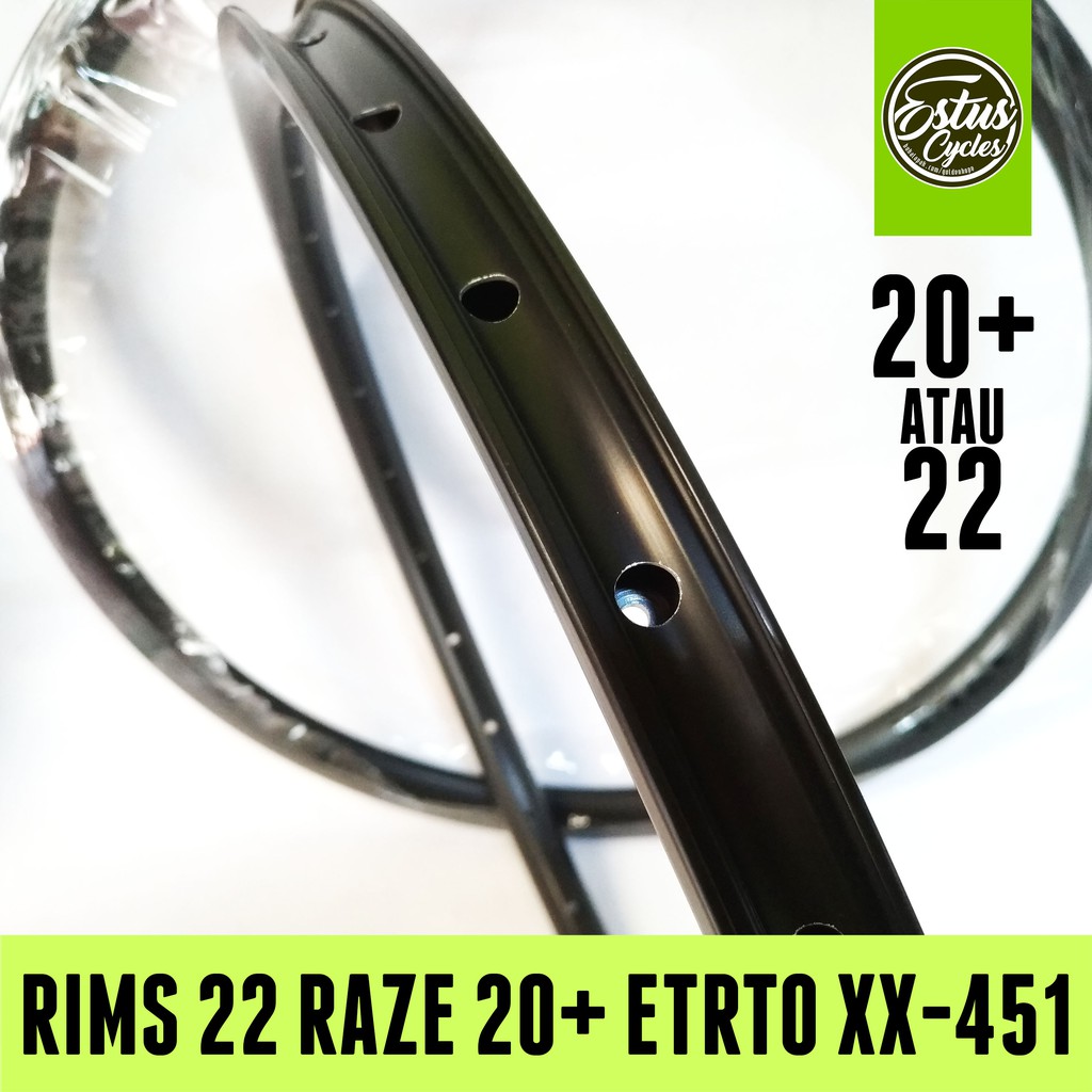 Rims Raze 22 Inch Ukuran 20 Plus ETRTO XX-451 28H 1 Velg Sepeda Lipat Murah  Berkualitas Estus Cycles | Shopee Indonesia