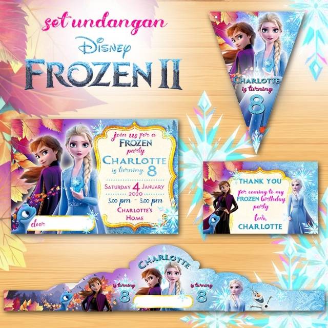 1 Set Undangan Ulang Tahun Anak Kartu Souvenir Topi Disney Princess Sofia Frozen Moana Shopee Indonesia