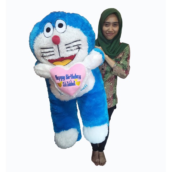 Boneka Doraemon jumbo gendut 1 meter berdiri gratis bordir love nama |  Shopee Indonesia