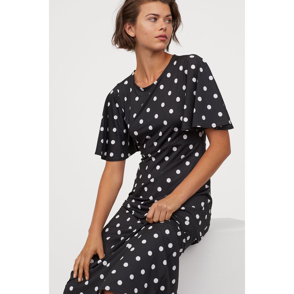 new arrival hm butterfly-sleeved dress polkadot dress hm original dress hm original shopee indonesia on butterfly sleeve dress h&m