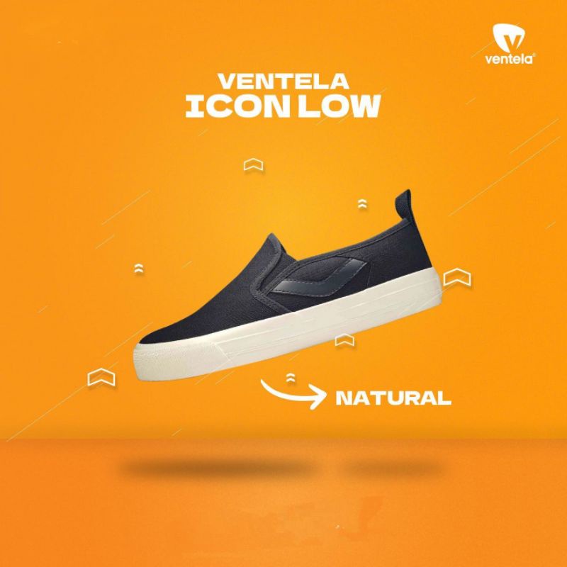 Jual ventela slip on icon original black natural