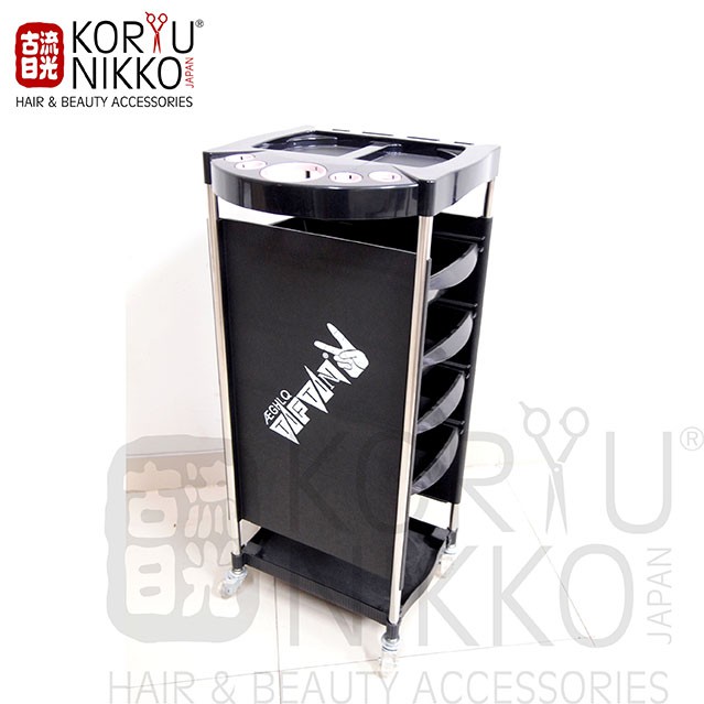 Troli Salon Hair Dressing Trolley Troli Dorong Salon Hitam