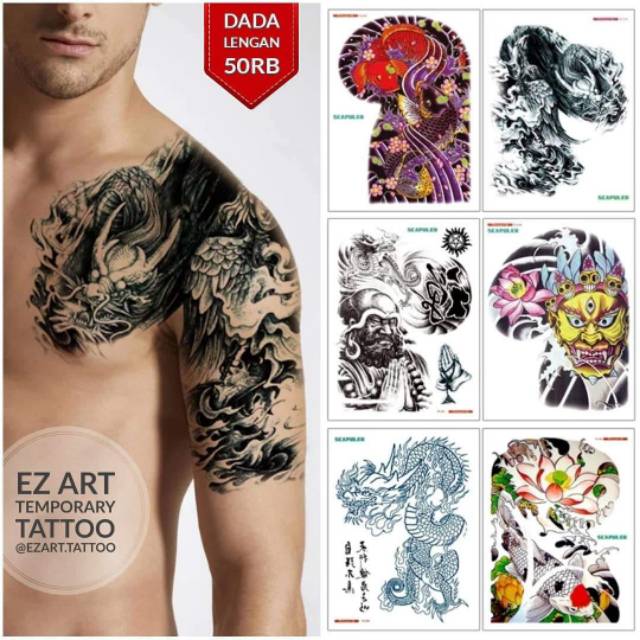 Besar Dada Sampai Lengan Temporary Tattoo Tato Temporer Fashion Tahan Air Premium Shopee Indonesia