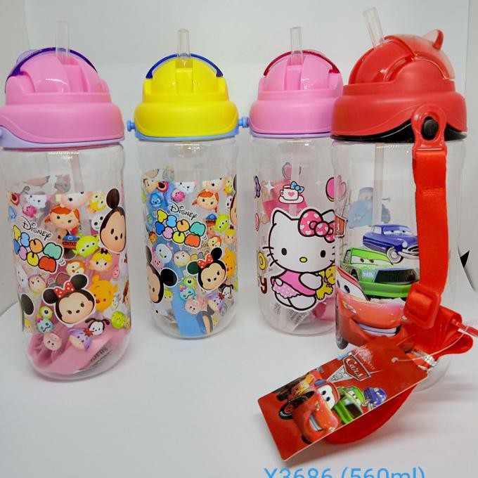 Ukuran sippy cup ini 150 . On Sale Wadah Minum Anak Botol Minum Anak Karakter Sedotan Tali Panjang 560ml Botol Minum 3686 Shopee Indonesia