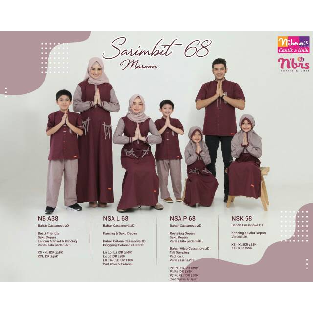 Sarimbit Terbaru Dari Nibras 2020 Sarimbit 68 Maroon Shopee