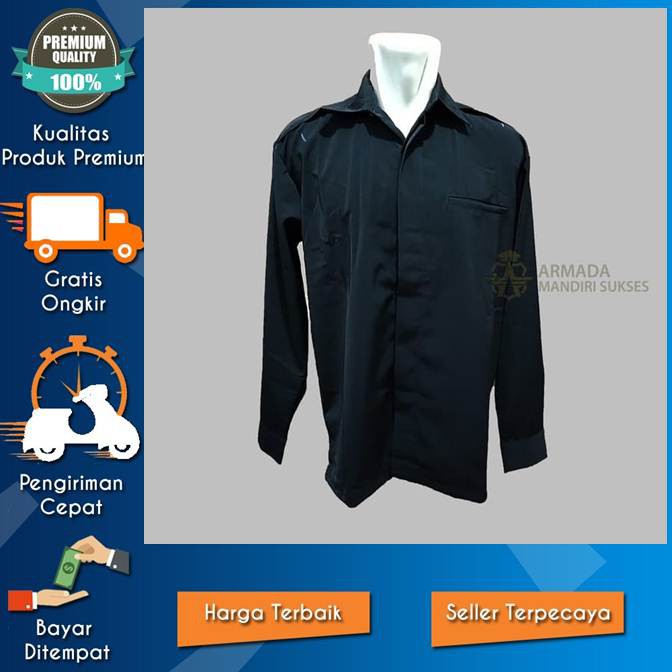 Jual TERMURAH! SERAGAM SAFARI PASPAMPRES LENGAN PANJANG | SETELAN SERAGAM -  HITAM, M ARMD Indonesia|Shopee Indonesia