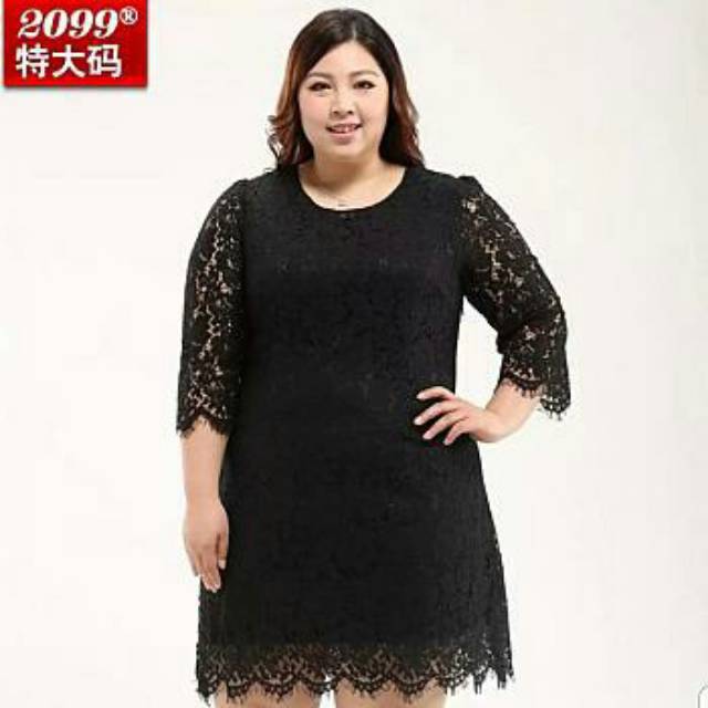 Dress Midi Mini Gaun Full Brukat Brokat Lace Merah Jumbo Bigsize Ukuran Besar Elegant Party Pesta Shopee Indonesia