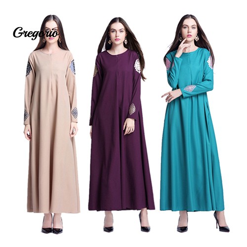 Women Muslim Abaya Jilbab Long Sleeve Casual Loose Long Maxi Dress Shopee Indonesia