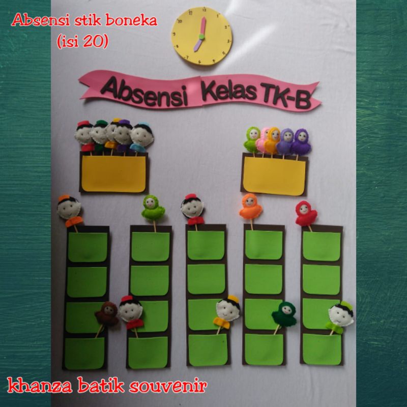 Jual hiasan dinding edukasi anak"absensi stik boneka" indonesiashopee