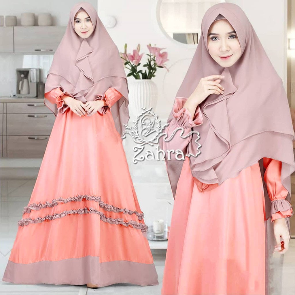 Zahra Syari Bahan Wolfis Ukuran Fit L Busui Termasuk Khimar