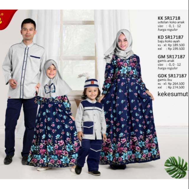 Sarimbit Keluarga Keke Sr 17187 Navy Abu Kekesumut Busana Muslim