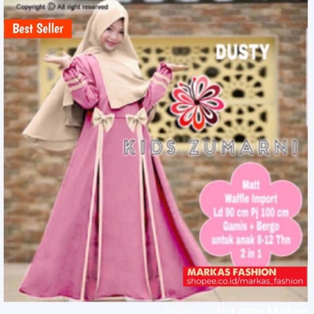 Zumarni Kids Baju Gamis Anak Muslimah Usia 8 12 Tahun Free