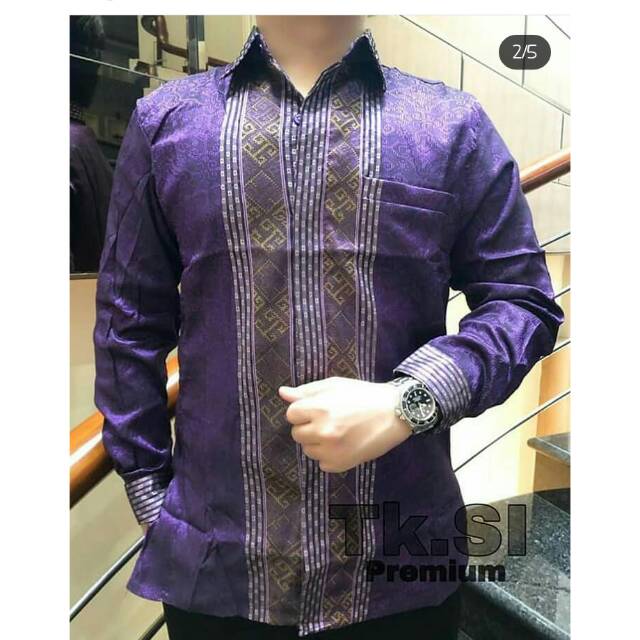 Jual Kemeja pria kain tenun ikat songket baron Indonesia|Shopee Indonesia