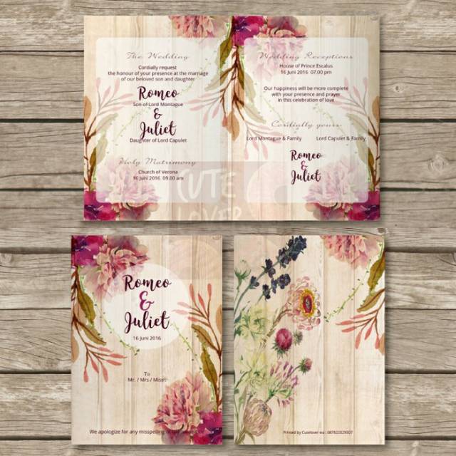 Selain nama calon pengantin, ada juga beberapa hal lain yang membuat sebuah undangan jadi makin mengesankan. Undangan Pernikahan Kartu Undangan Wedding Invitation Card Kode Flo06 Shopee Indonesia