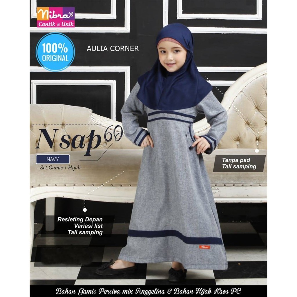 Gamis Anak Lucu Gamis Anak Terbaru Nibras Nsap 60 Navy Original