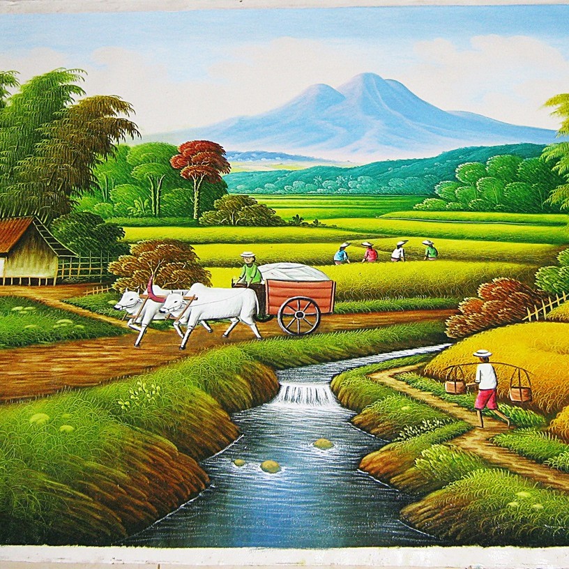 Di jual lukisan tangan dari para seniman untuk memperindah rumah anda ,kantor anda atau ruangan keluarga anda. Jual Lukisan Pemandangan Dengan Petani Yang Sedang Menarik Pedati Indonesia Shopee Indonesia