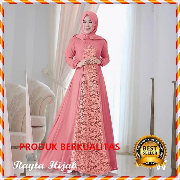 Gamis Wanita Jersey Brukat Rayta Hijab Gamis Brokat Gamis Kaos