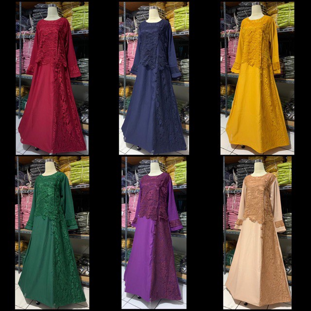 Dfs Gamis Asmirandah Brukat Pesta Cantik Xl Abg Muslimah Acara