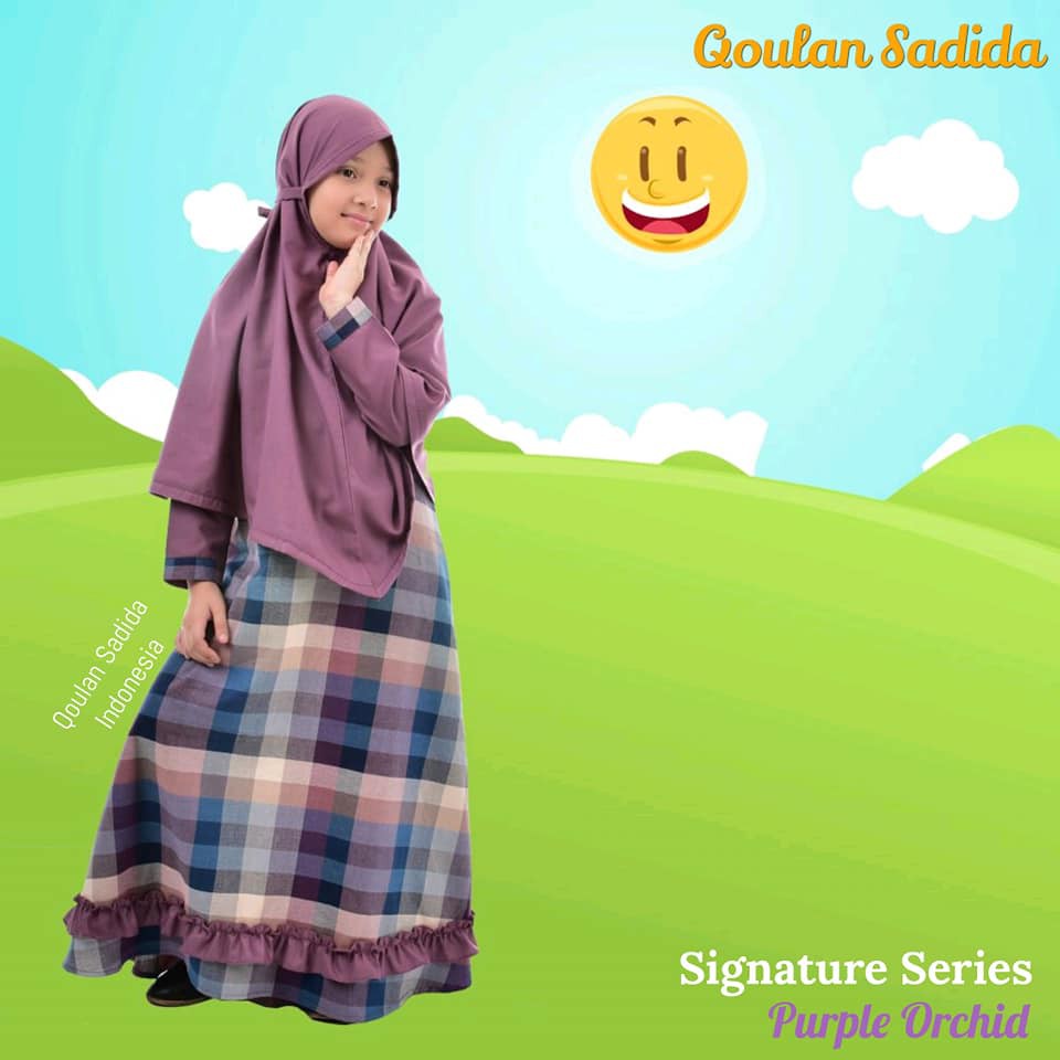 1 12 Tahun Purple Orchid Baju Muslim Anak Gamis Anak Qoulan