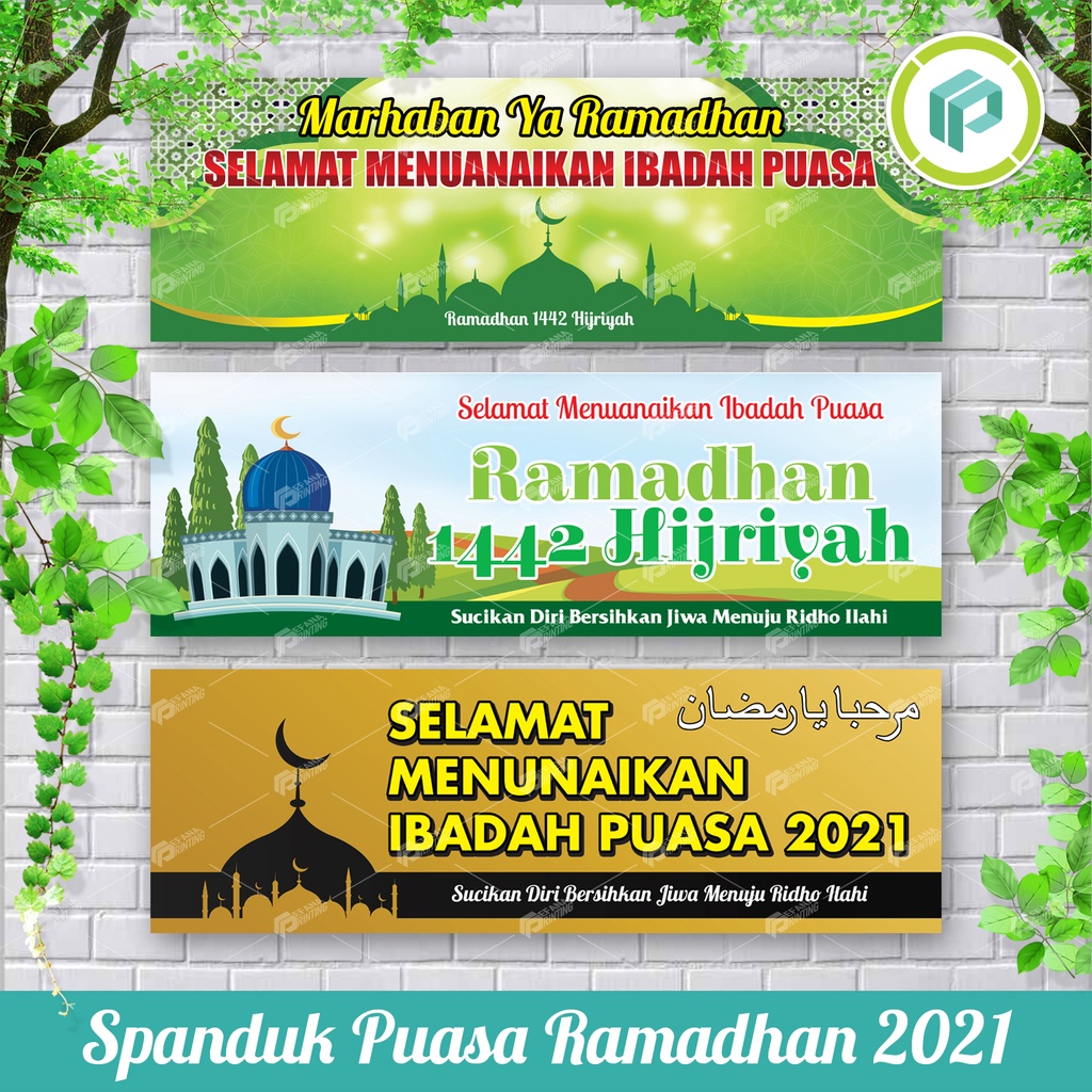 Jual spanduk puasa ramadhan & idul fitri (proses sehari jadi) indonesia