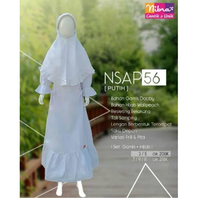 Gamis Anak Nibras Putih Nsa 56 Usia 3 12 Tahun Shopee Indonesia