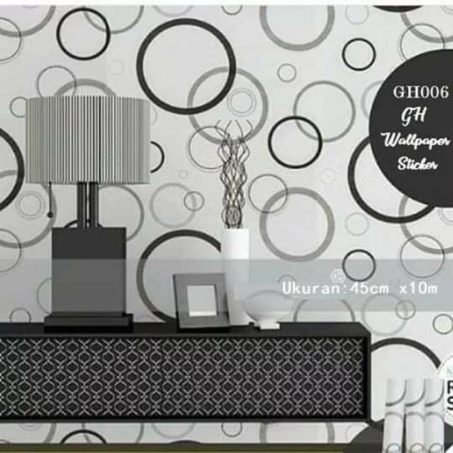 Jual Wallpaper Dinding Ring Hitam Putih Stiker Dinding Indonesia|Shopee Indonesia 640_X_640_jpg
