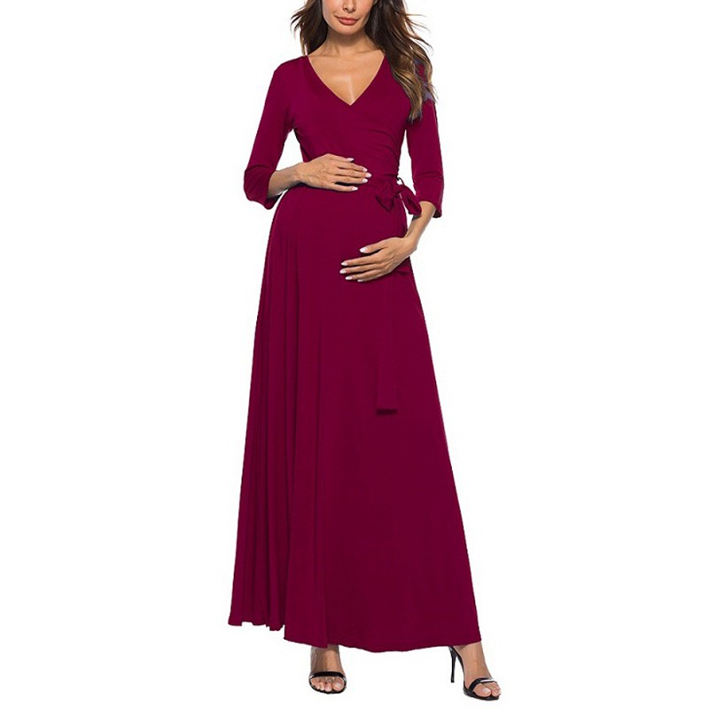 Maternity Dress Womens Pregnant Boho Dress Irregular Ruffle Floral V Neck Sling Dress For Beach Party Dresses