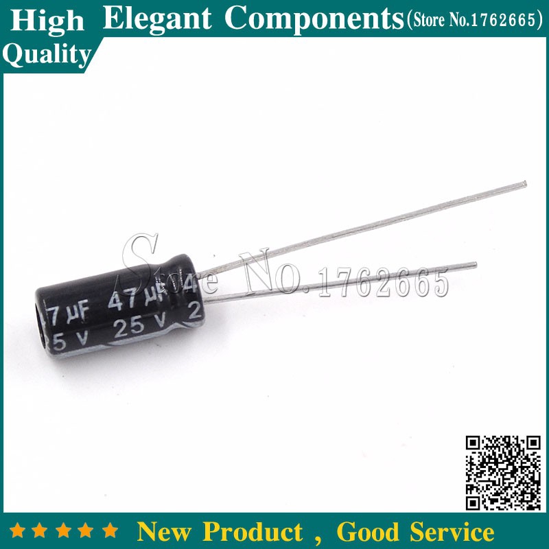 50pcs 47uf 25v 25v 47uf Electrolytic Capacitor 25 V 47 Uf Szie 5 11mm Aluminum