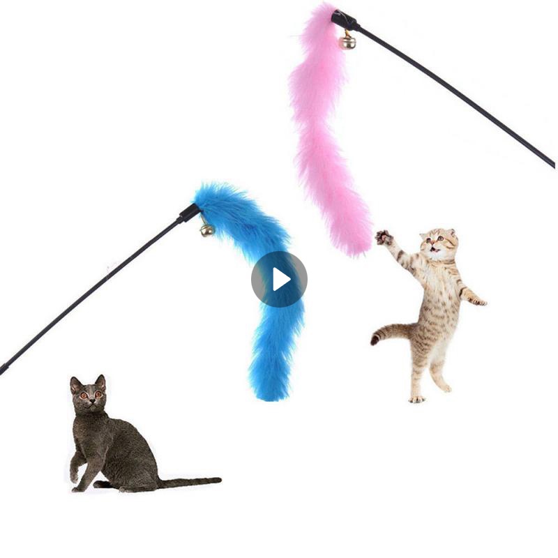 Colorful feather toys cats interactive kitten feather bell cat toys