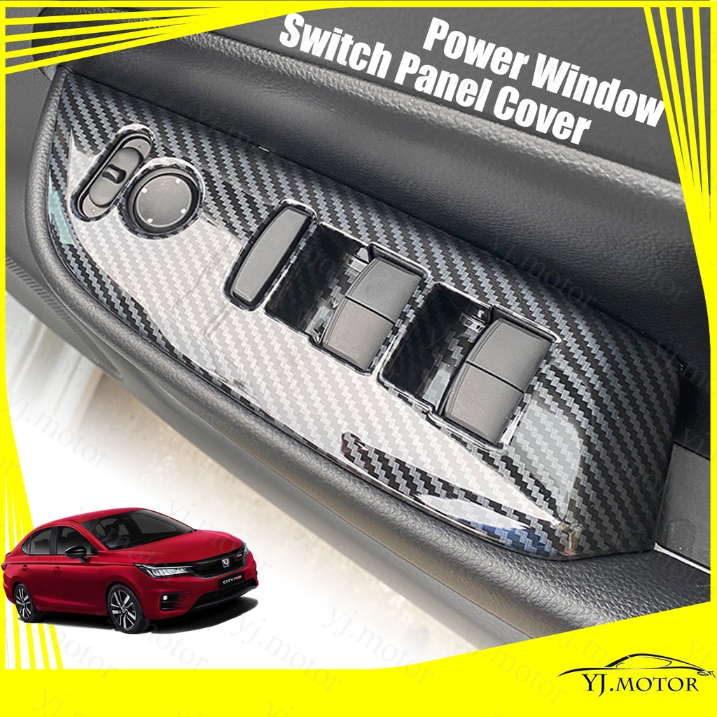 ฝาครอบแผงสวิตช์กระจกไฟฟ้า abs คาร์บอนไฟเบอร์ สําหรับ honda city sedan