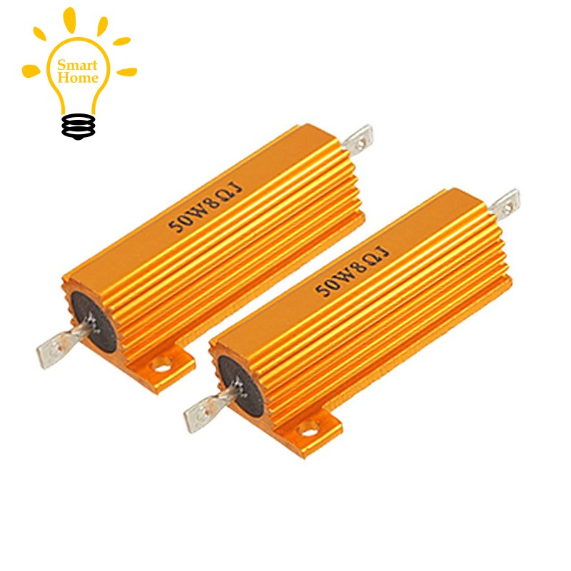 2 Pcs Electronic Aluminium Shell Resistors 5 8 Ohm 50w