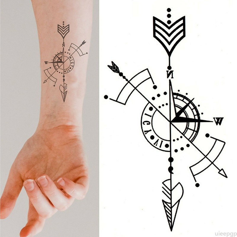 Preto Temporária Tatuagem Geométrica Bússola Seta Falso Corpo Arte Adesivo Uieepgp À Prova D 'Água | Shopee Brasil 800_x_800_jpg