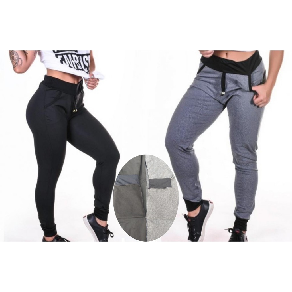 Calça Jogger Peluciada Térmica Suplex Feminina Com Bolso