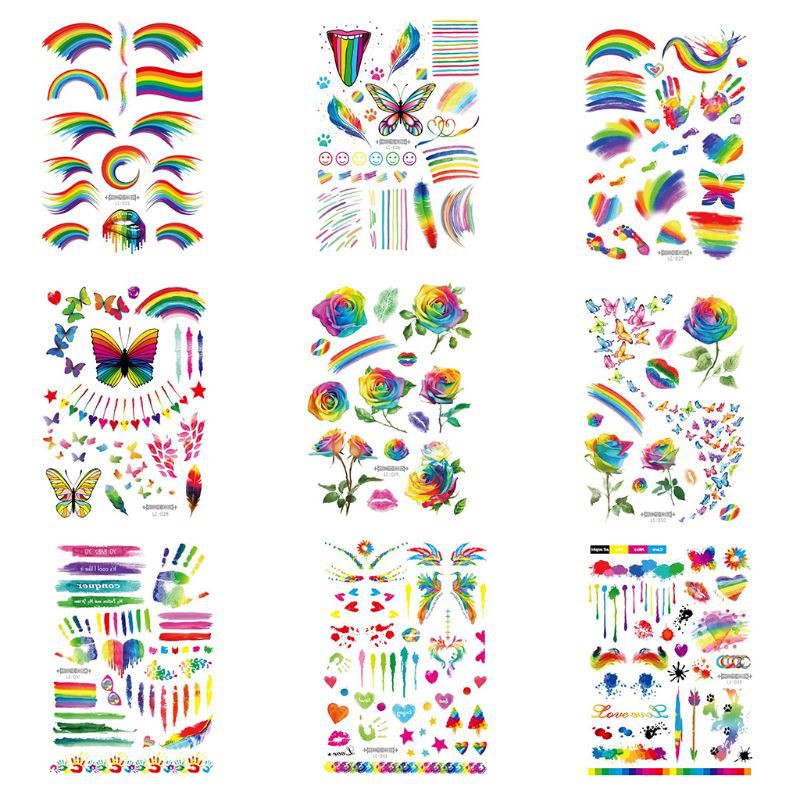 Past Disposable Rainbow Body Tattoo Stickers Gay Pride Parades Celebrations Waterproof Cool Stripe Love Floral Beach Par | Shopee Brasil 800_x_800_jpg