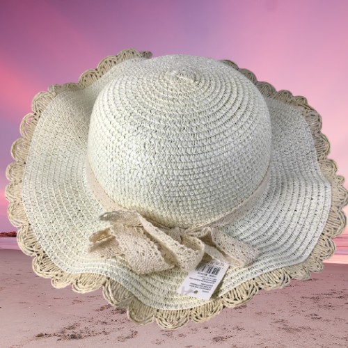 Chapéu De Palha Moda Praia Aba Grande 12cm Várias Cores