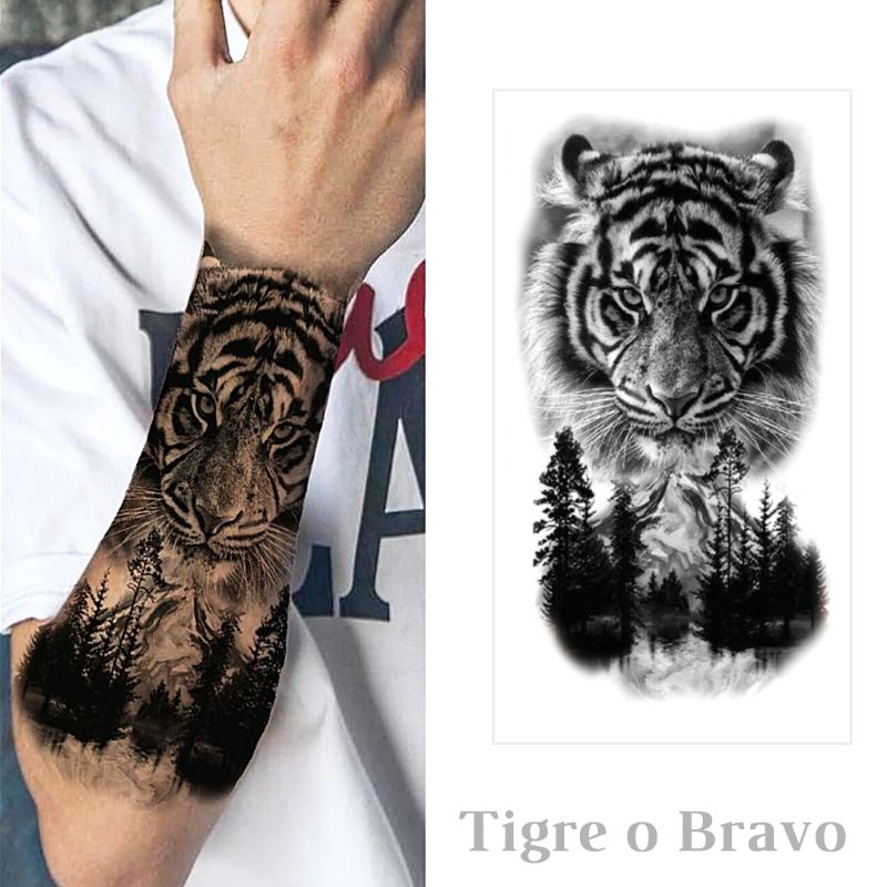 Tatuagem Temporária Removível Fake Tattoo Perfeita | Caveira | Lobo | Rosas | Leão | Tigre | Flores | Lua | Sereia | | Shopee Brasil 800_x_800_jpg